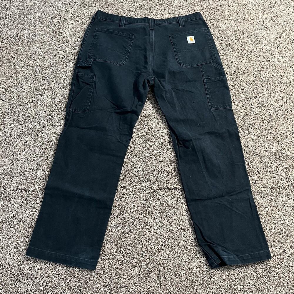 Carhartt Pants Mens 38x30 Black Relaxed Fit Carpenter Work Canvas Dungaree 90s - Picture 3 of 7